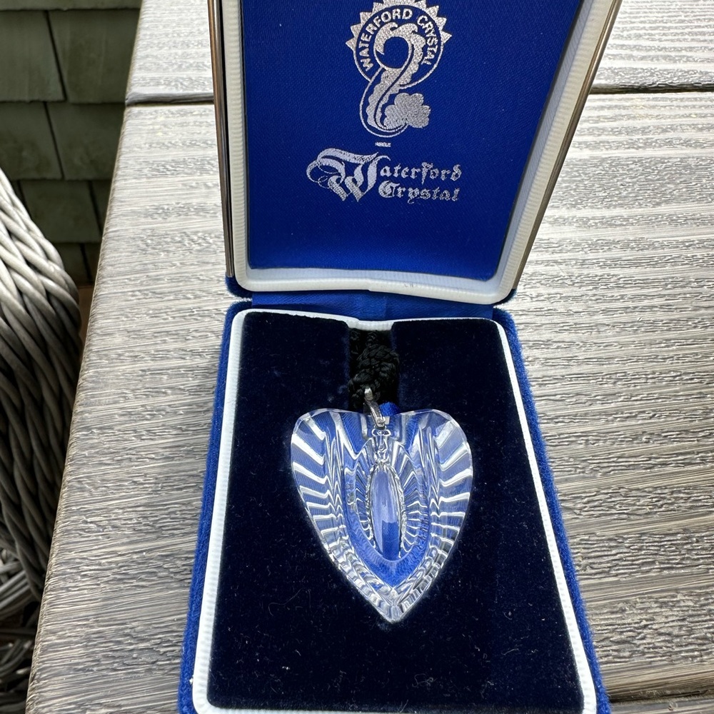 Waterford crystal heart pendant on a braided chain VINTAGE